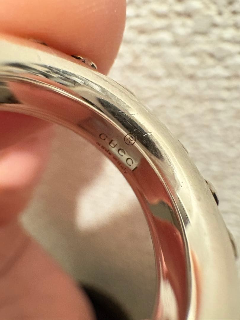 GUCCI シルバー　インターロッキングGフラワーリング　11号