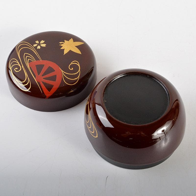 茶道具　蒔絵師　一瓢斎造　片水車蒔絵　平棗　共箱　V　6201