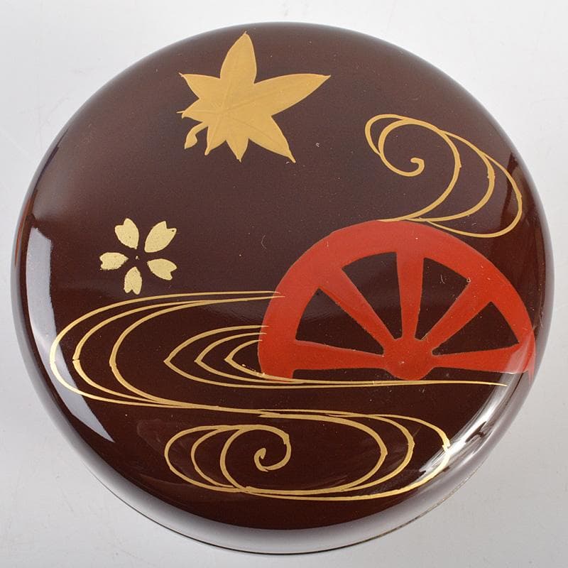 茶道具　蒔絵師　一瓢斎造　片水車蒔絵　平棗　共箱　V　6201