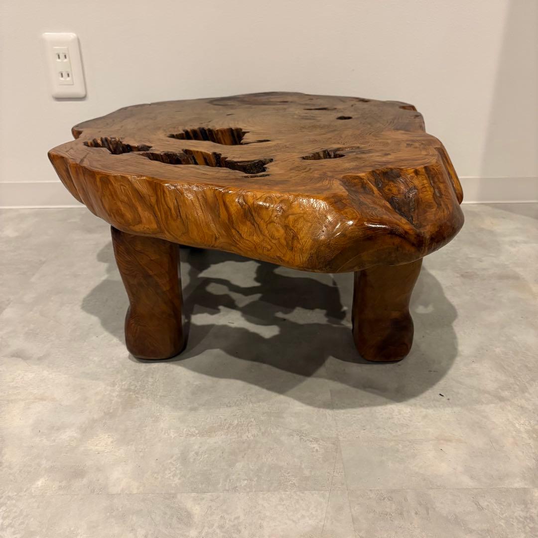 欅？ 輪切 テーブル 一枚板 丸太 コーヒーテーブル