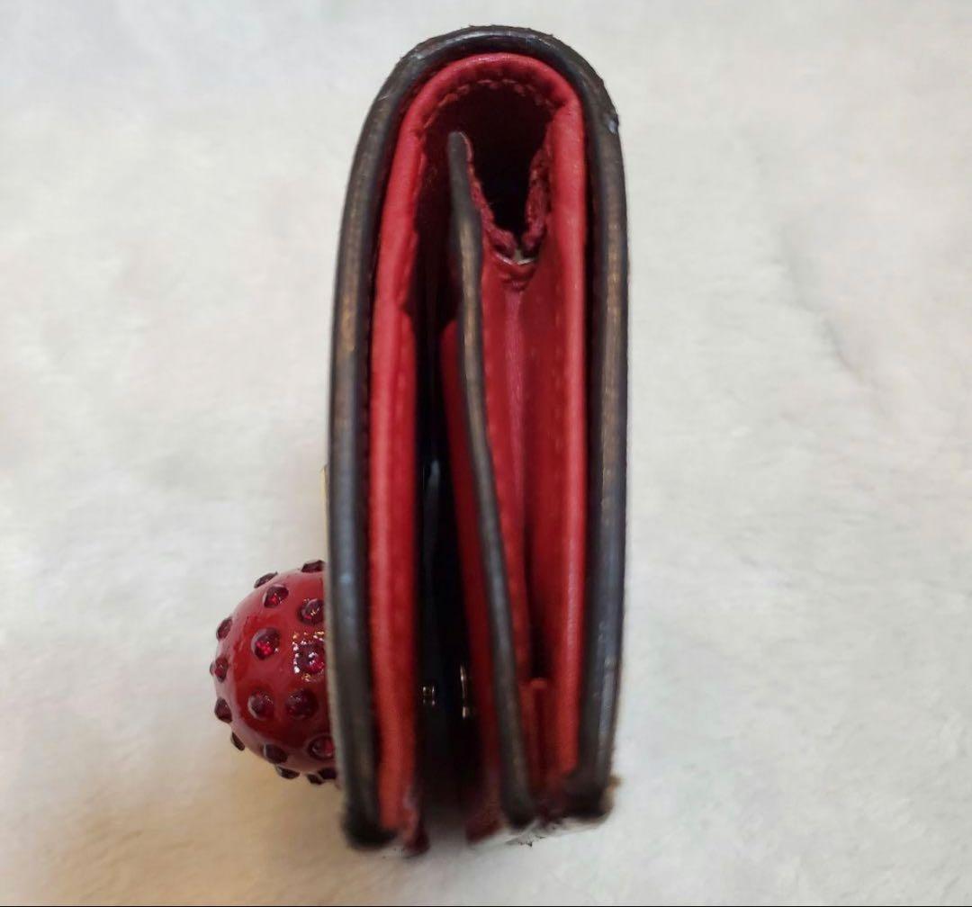 美品 グッチ GGスプリーム 2つ折り財布 チェリー インターロッキング