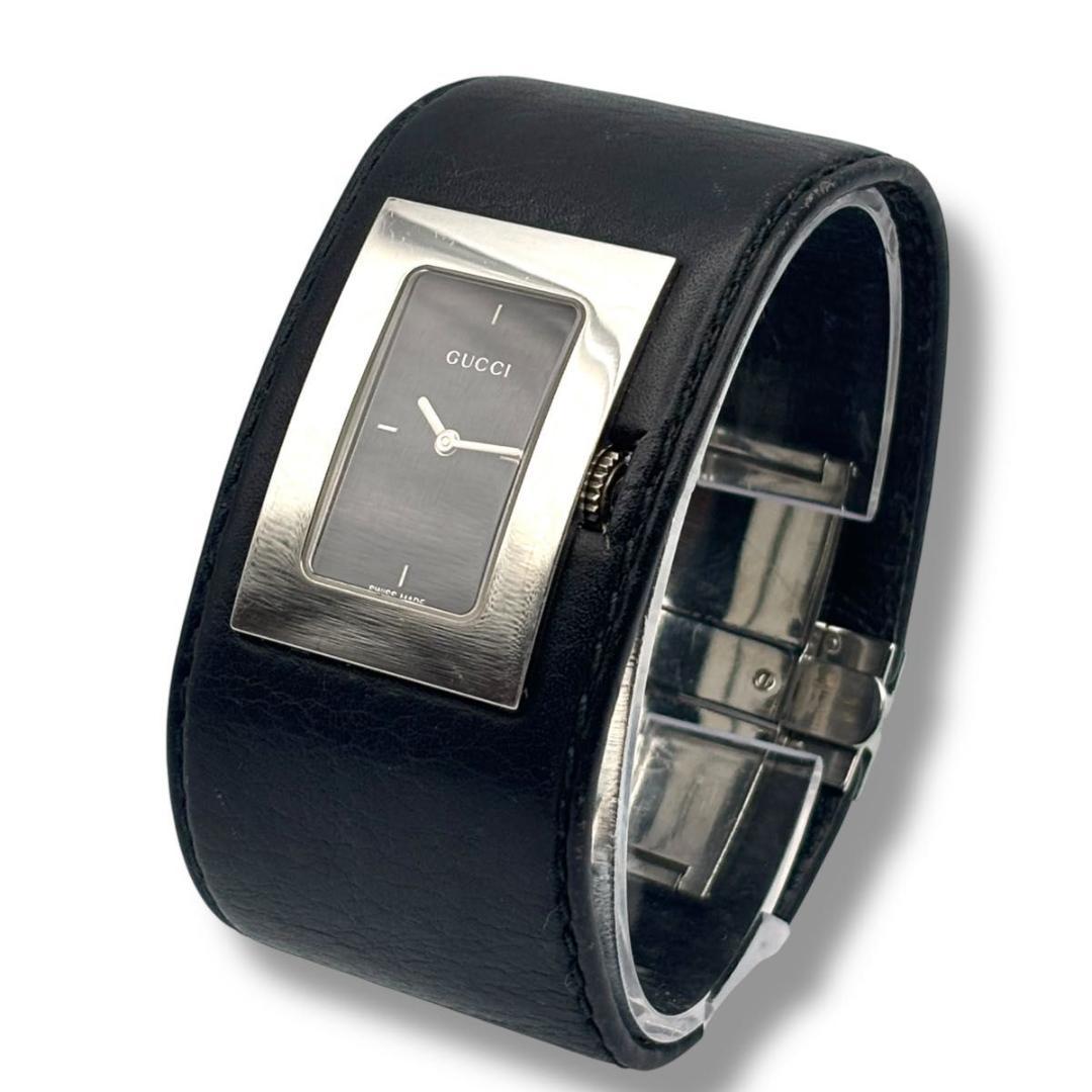 稼働品 グッチ 7800L 腕時計 レディース レザー 黒文字盤 5536