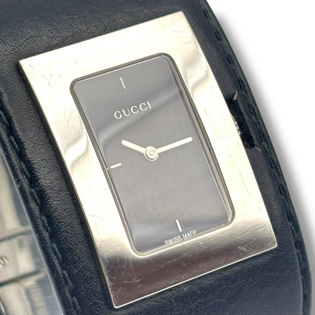 稼働品 グッチ 7800L 腕時計 レディース レザー 黒文字盤 5536