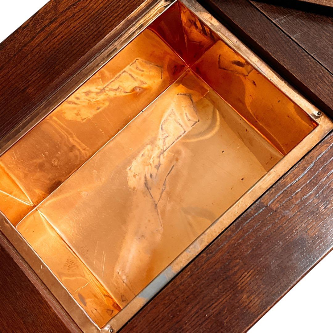 ロダン　中古　国産民芸家具　四隅の金具　火鉢囲炉裏、関西火鉢、木製