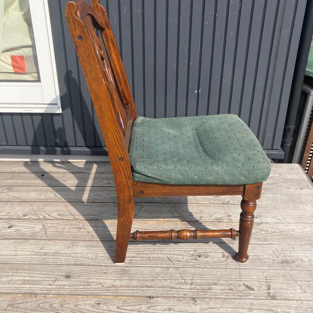 アンティーク 木製椅子 彫刻装飾 アームレスチェア ダイニングチェア ビンテージ