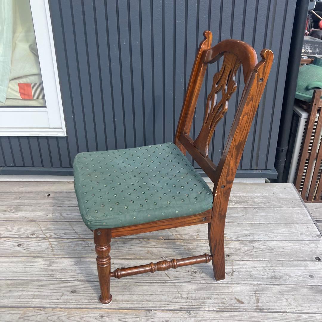 アンティーク 木製椅子 彫刻装飾 アームレスチェア ダイニングチェア ビンテージ