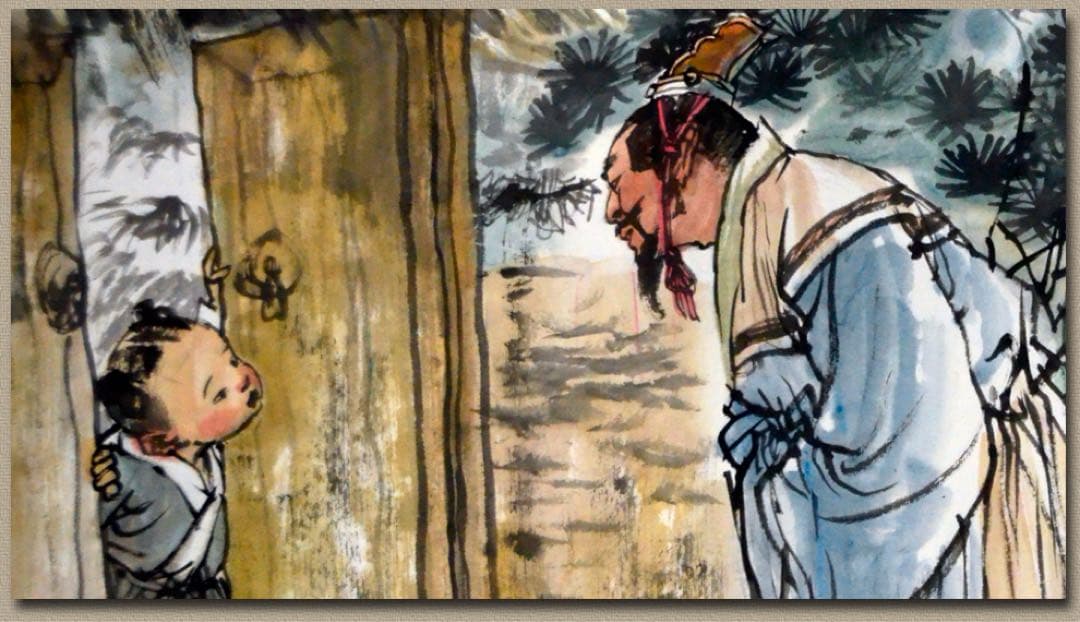 三顧の礼　関羽・張飛・劉備　三国時代の人物物語　水墨画