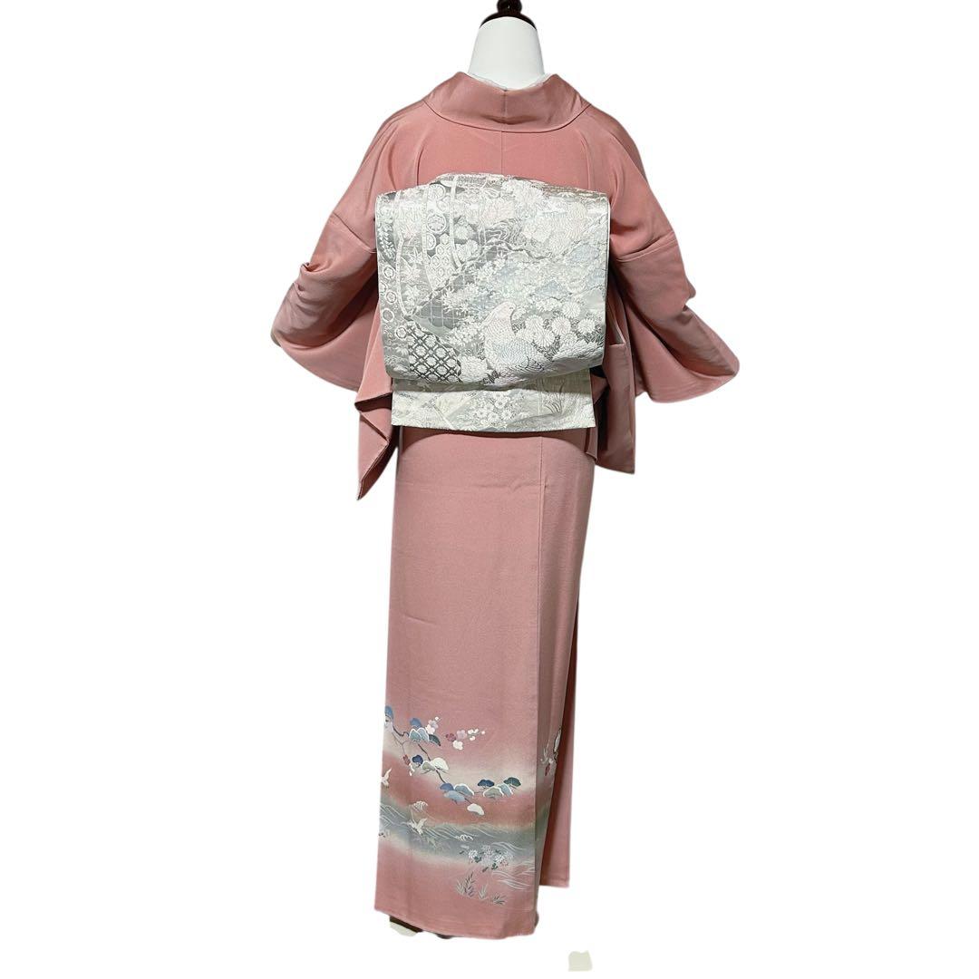 未使用近い　美品　袷　正絹　作家　縮緬　友禅　訪問着　フルセット　4点