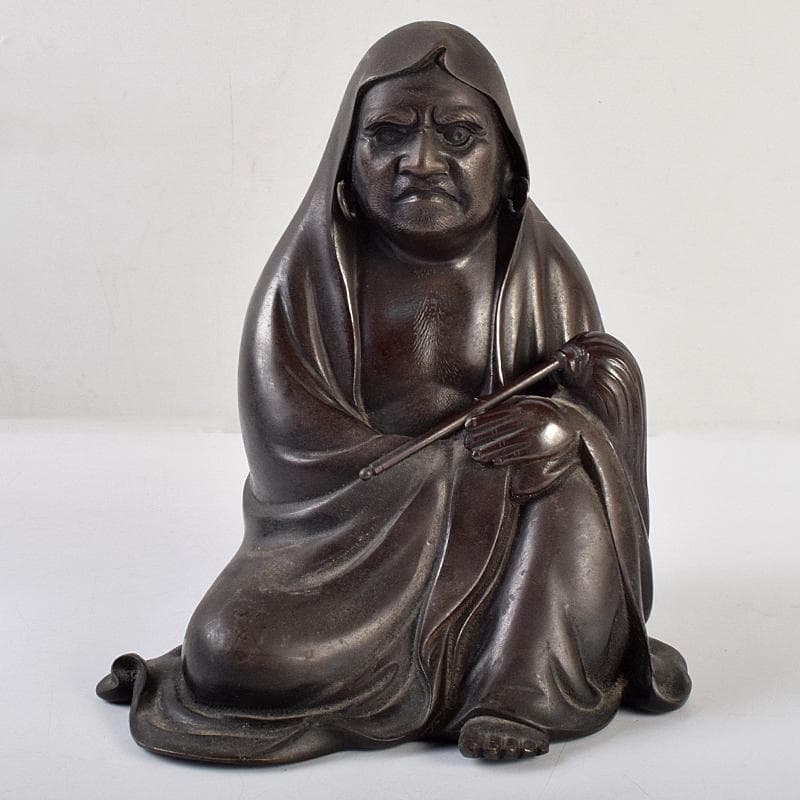 東京銅器　金工師　正之造　古銅鋳銅　達磨像　置物　約3.75㎏　Y　R9467