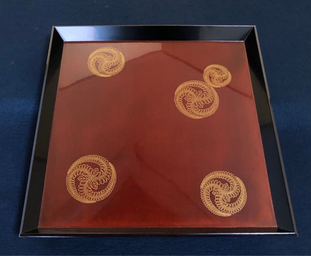 《レ》溜塗 蒔絵付 脚付 会席膳5客 木製漆器 時代 251024い6