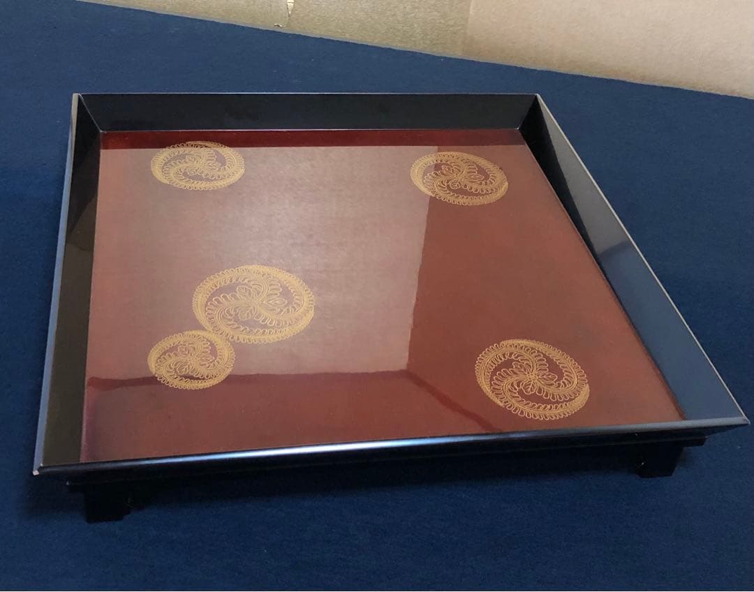 《レ》溜塗 蒔絵付 脚付 会席膳5客 木製漆器 時代 251024い6