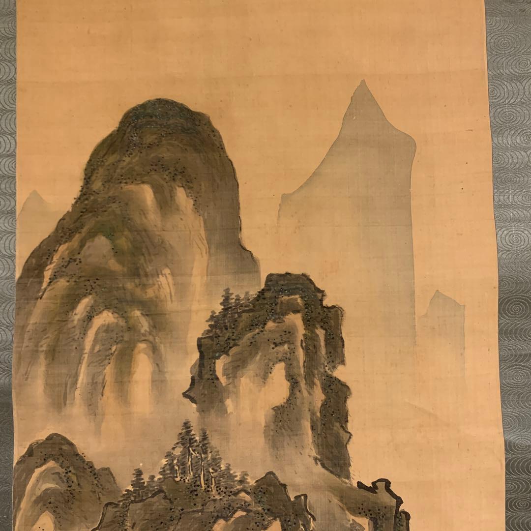 アンティーク　掛軸　山水の図　文晁