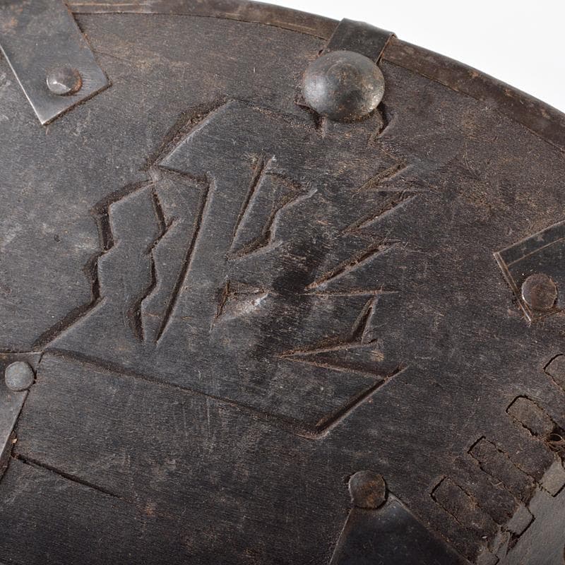 李朝　古民具　唐木製　漢詩刻　鉄金具　持ち手付　小物入　M　R6232