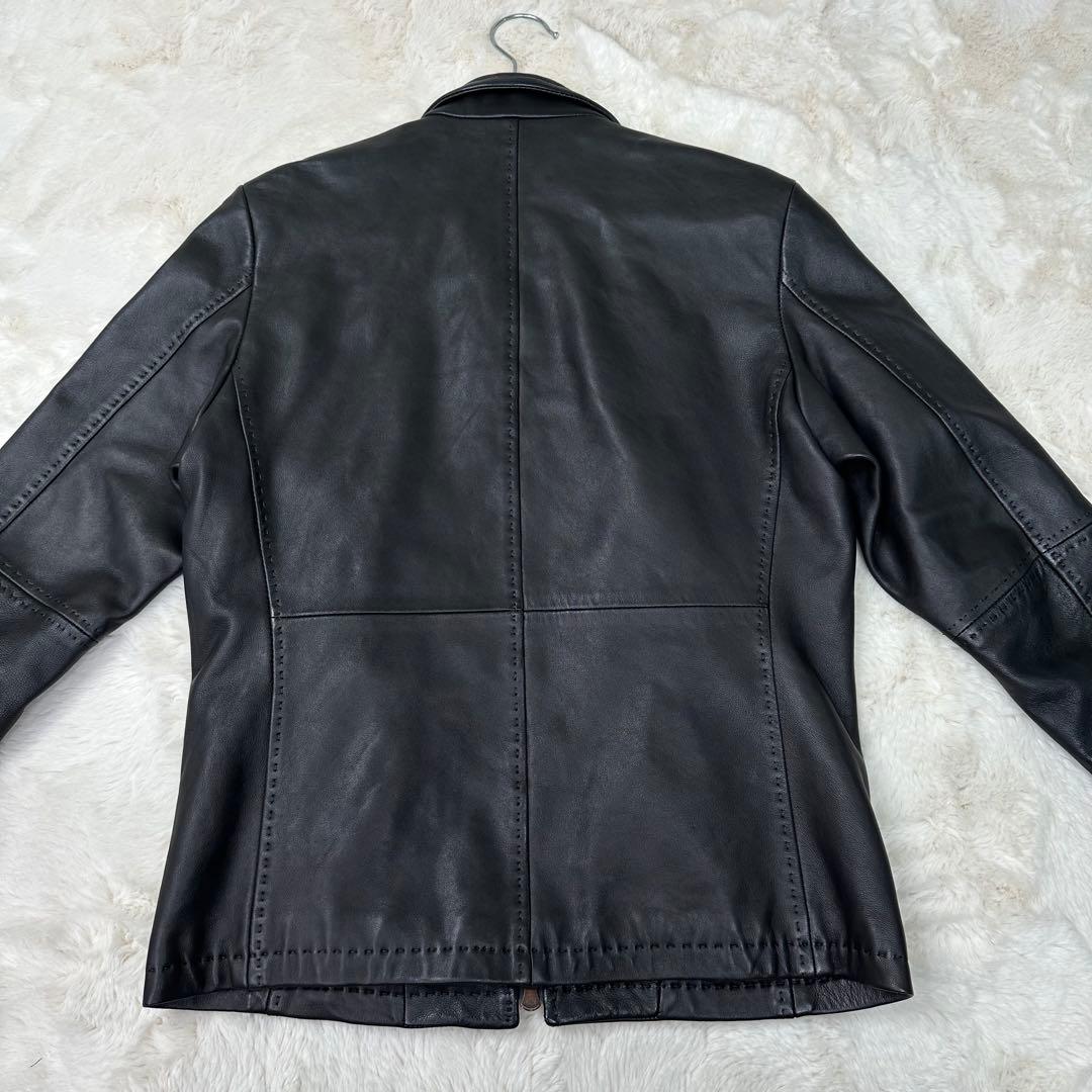 ✨美品✨メンズビギ 羊革シングルライダースジャケット 黒 Sサイズ