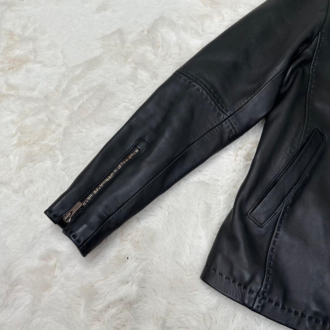 ✨美品✨メンズビギ 羊革シングルライダースジャケット 黒 Sサイズ