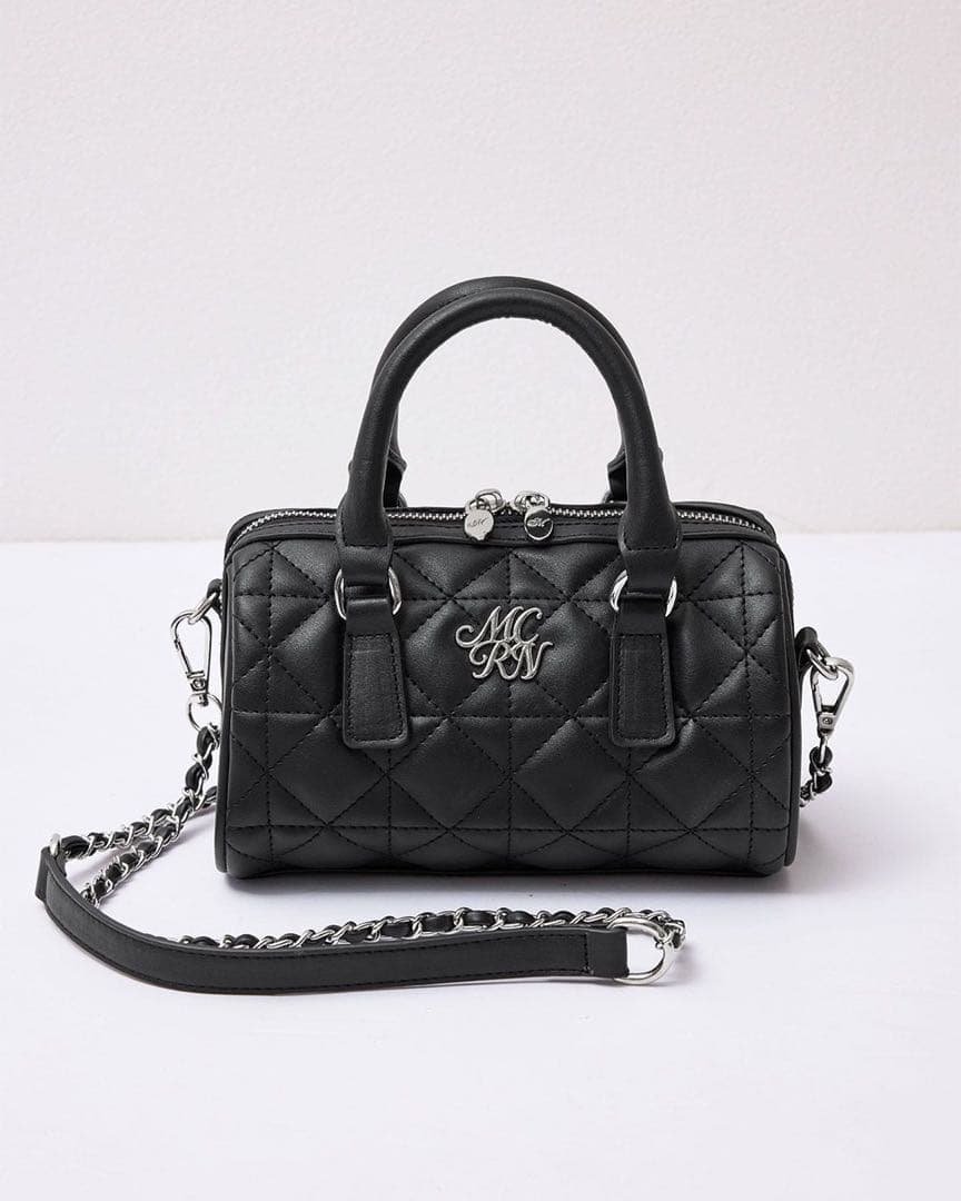 ミシェルマカロン キルティングミニボストン　ブラック フリーサイズ