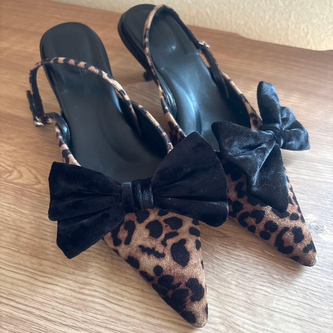 【maisonspecial】 2way ribbon mule leopard