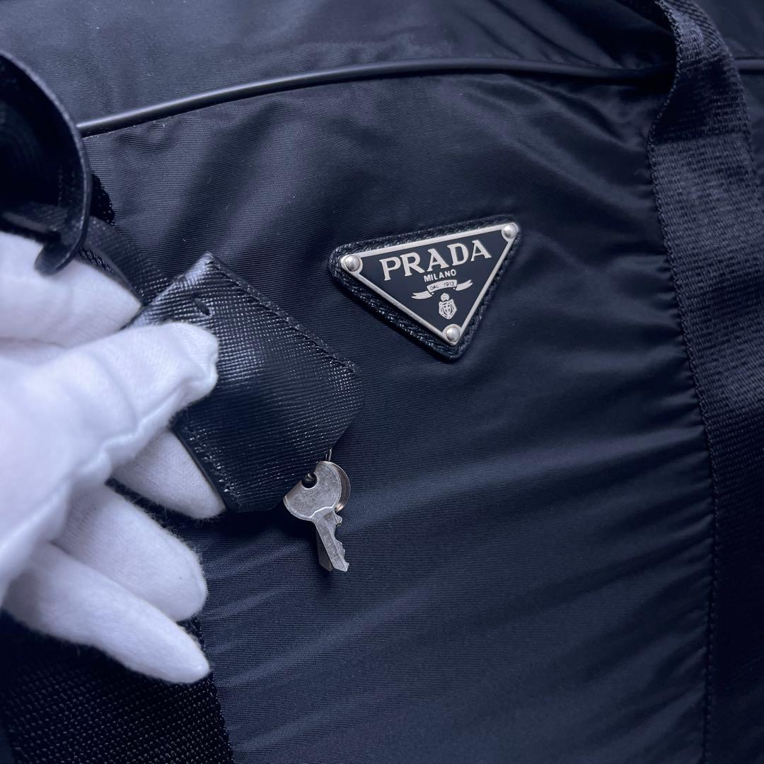 【美品】PRADA×プラダ 特大パドロックボストンバッグ