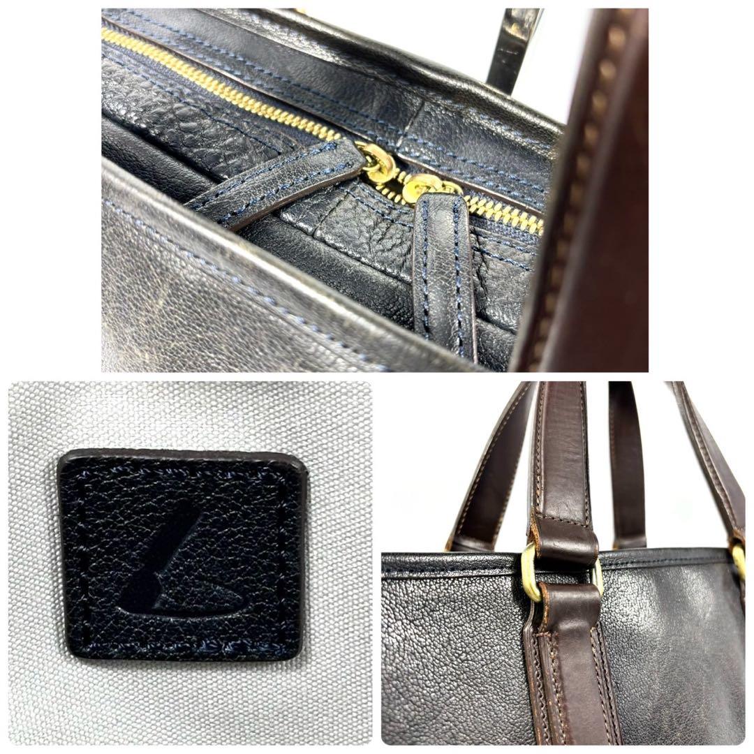 ✨美品✨ツチヤカバン ビジネスバッグ A4可 アルマス バッファロー 濃紺