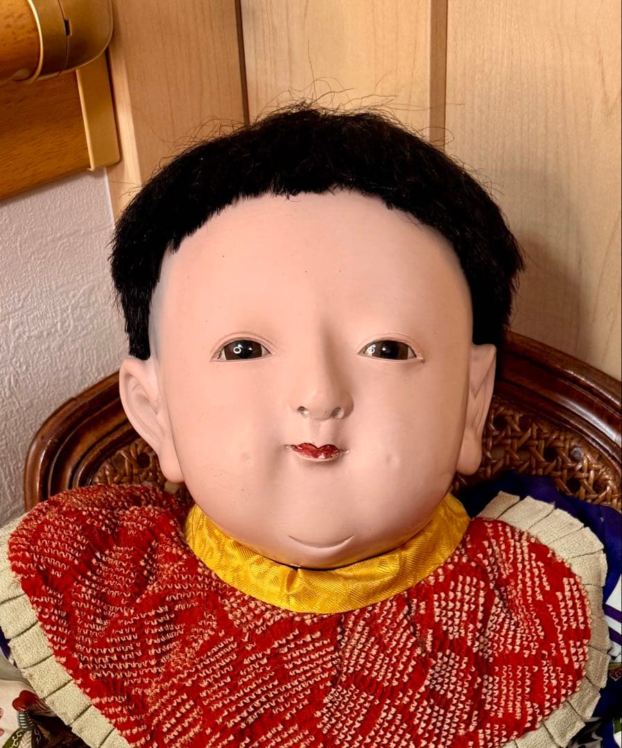 明治時代 抱き人形 男の子 市松人形 着物 貴重 骨董 70cm