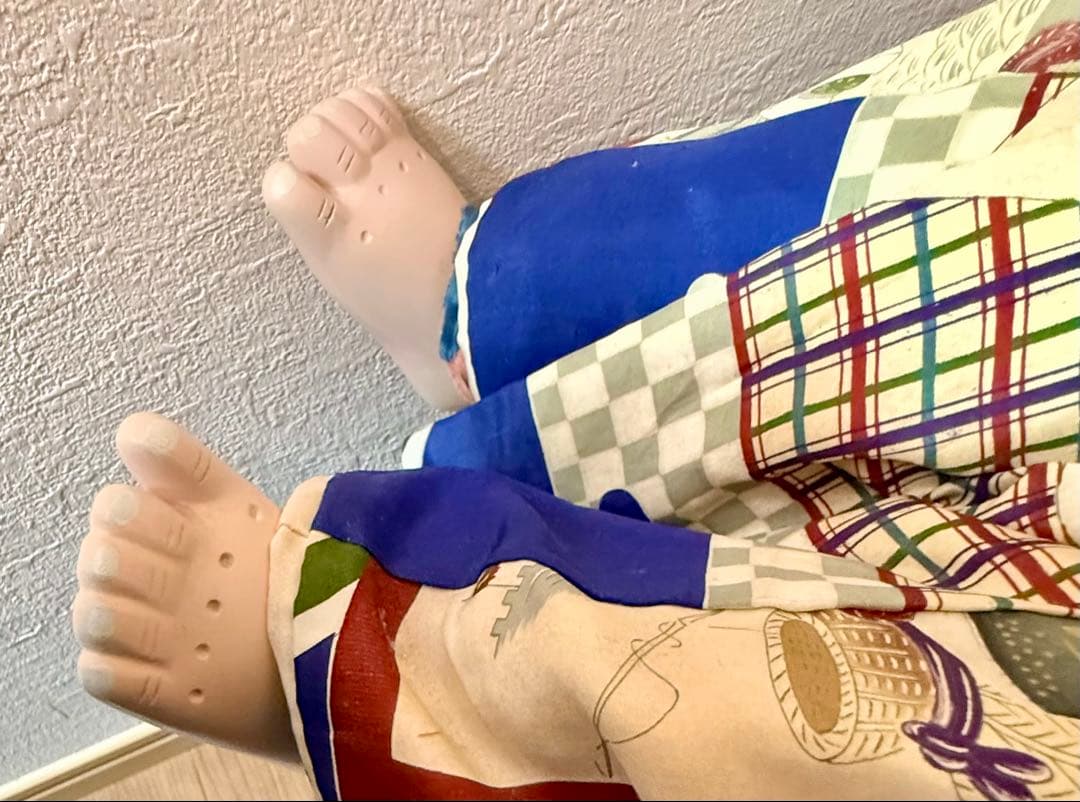 明治時代 抱き人形 男の子 市松人形 着物 貴重 骨董 70cm