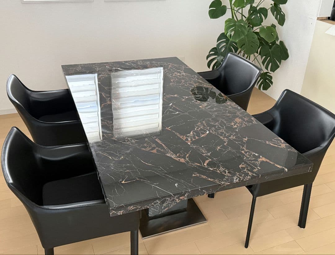 天然大理石 ダイニングテーブル180椅子4脚