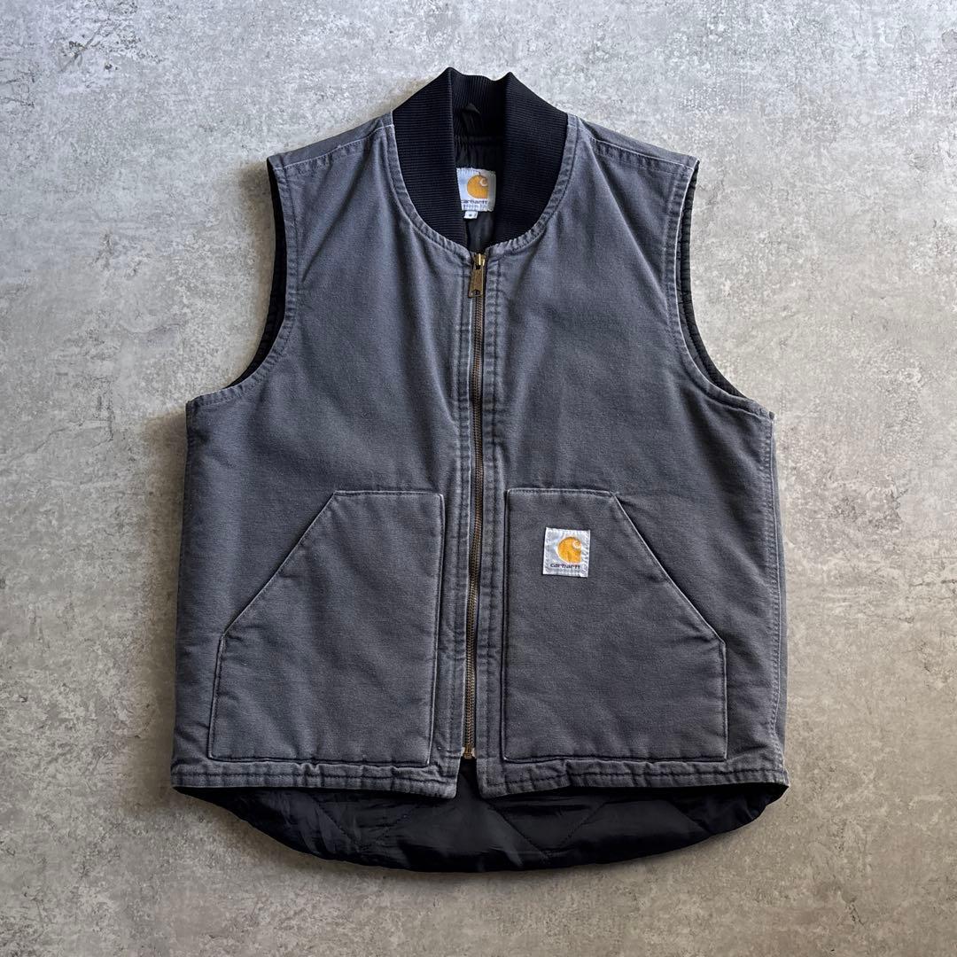 carhartt 【S】ダックベスト 中綿 キルティング グレー フェード