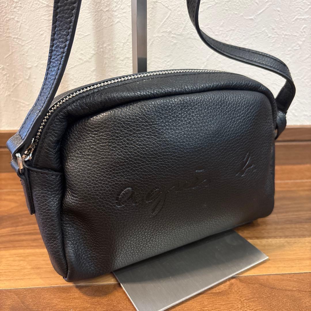 【美品】agnes b アニエスベー レザー 本革製 ミニ ショルダーバッグ