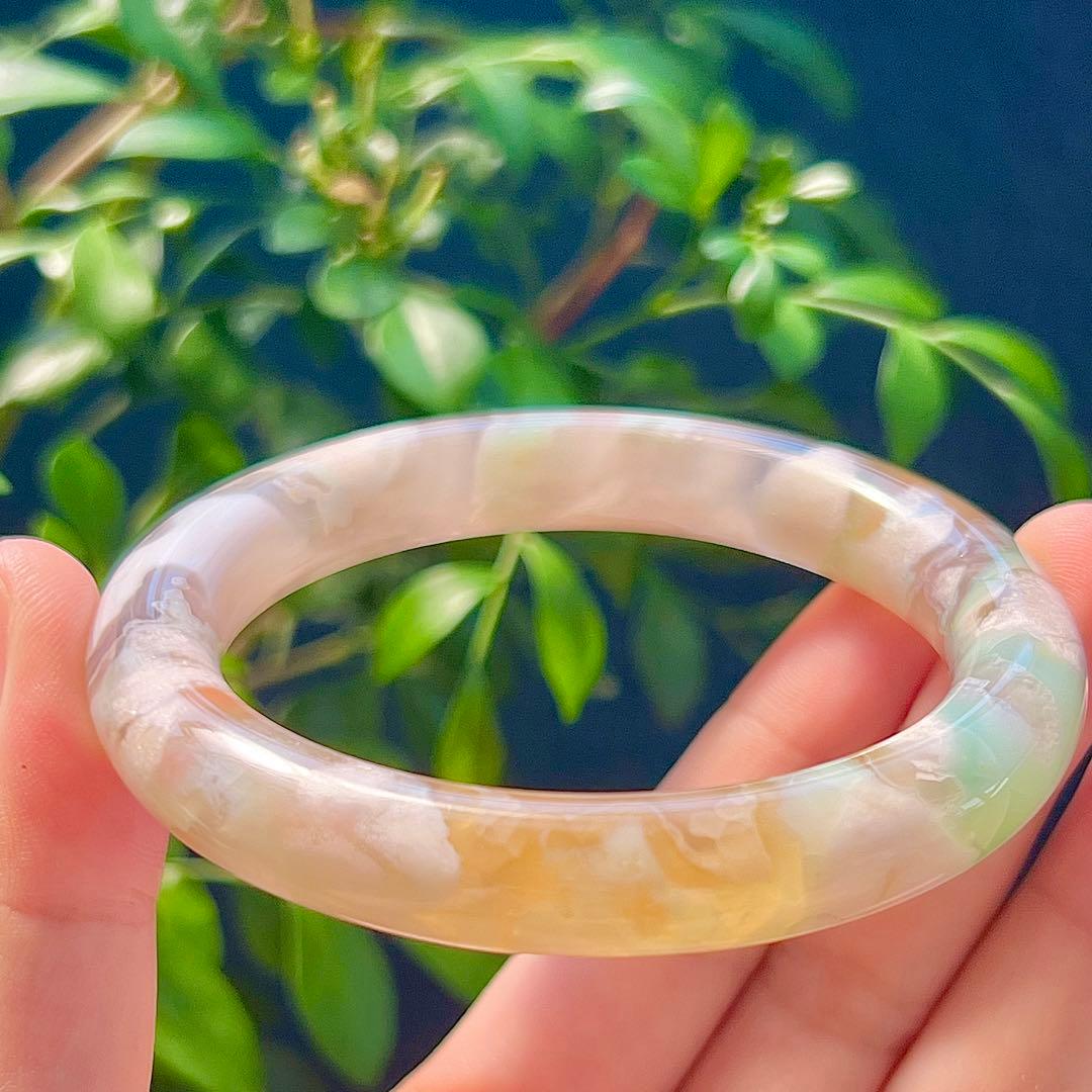 チェリーブロッサムアゲート 桜瑪瑙 天然石 瑪瑙　バングル　天然石 着物和服