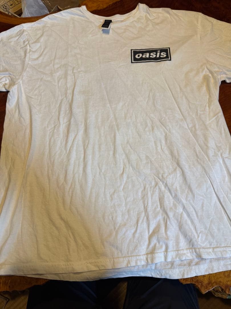 oasis Tシャツ白、黒文字モノトーン、XL2024コピーライト入り