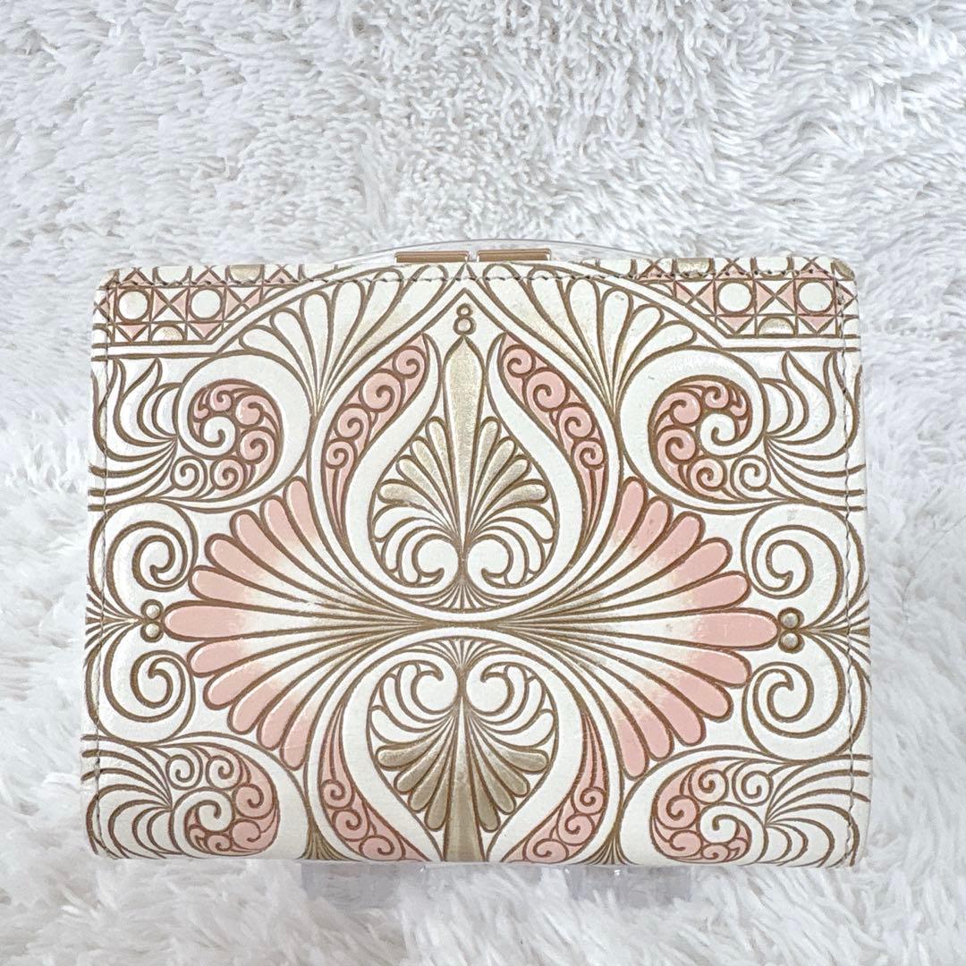 文庫屋大関 二つ折り財布 ロカイユ がま口 ベビーピンク 浅草 伝統工芸 本革