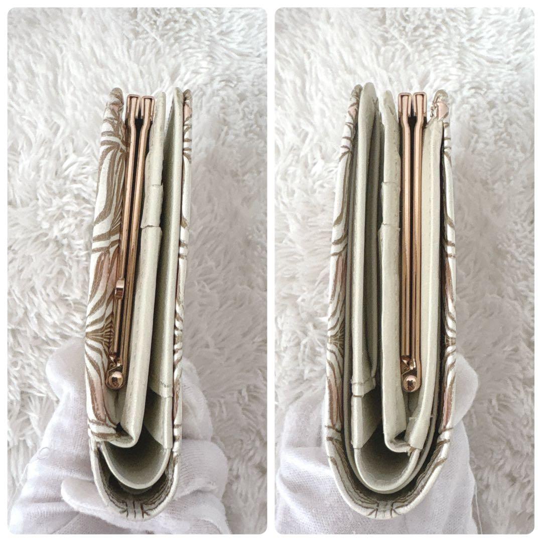 文庫屋大関 二つ折り財布 ロカイユ がま口 ベビーピンク 浅草 伝統工芸 本革