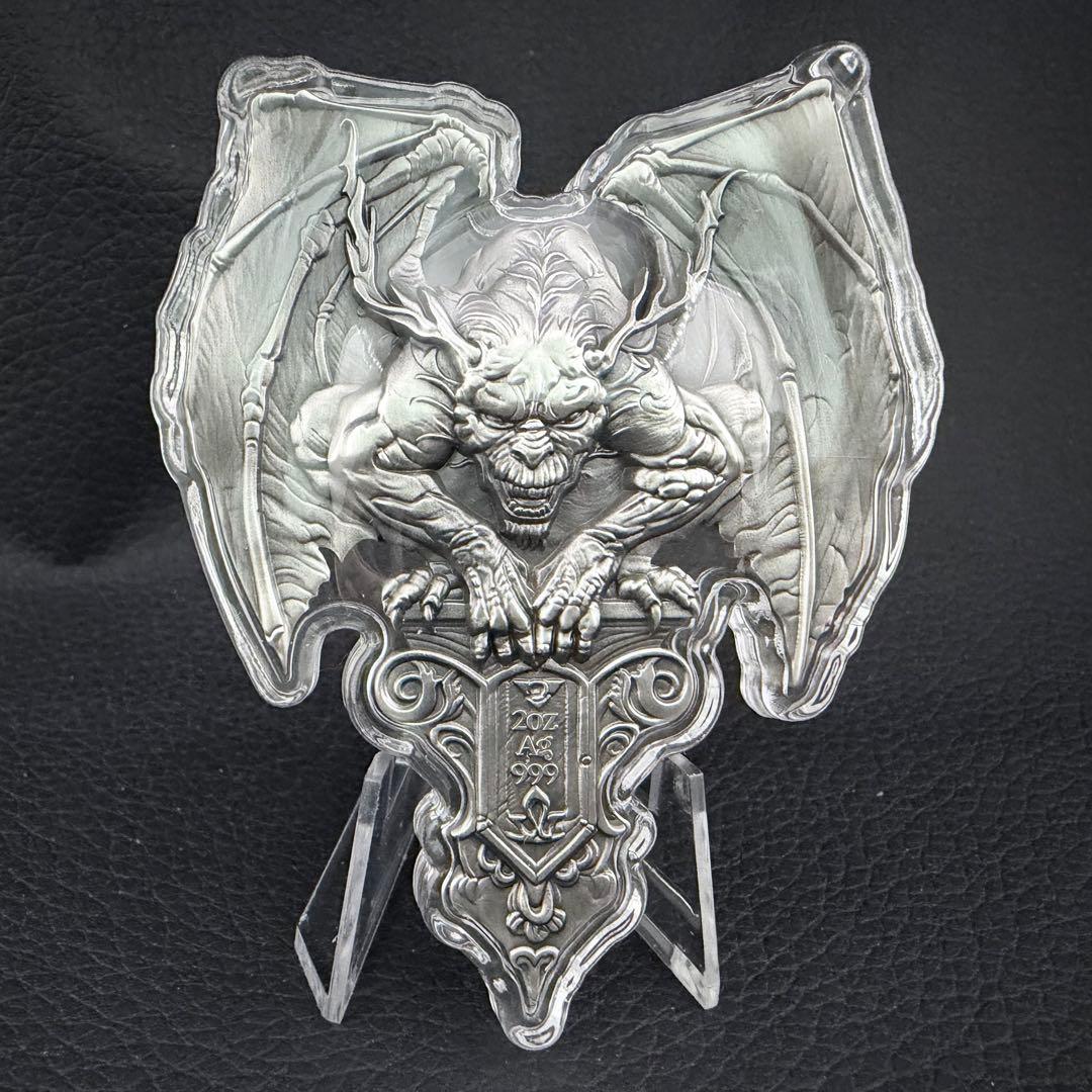 銀貨 ガーゴイル ハイレリーフ アンティーク 2オンス 2oz メダル 守護神