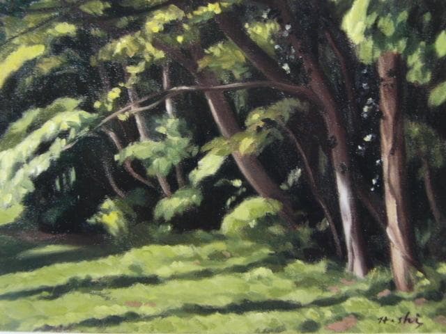 橋本博英、【森の光景】、希少な額装用画集より、新品額装付、状態良好