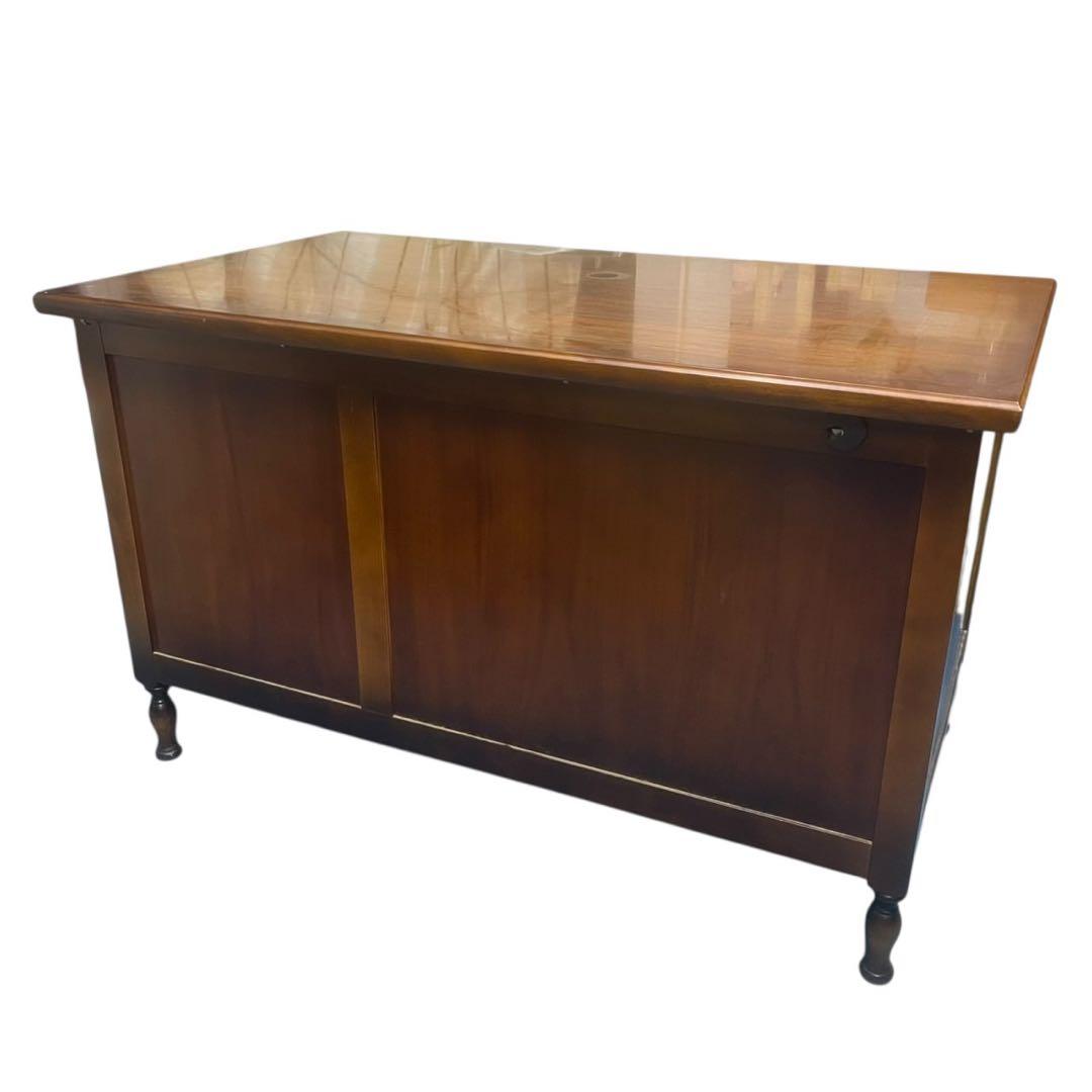 限定配送 カリモク デスク 机 書斎 レトロ 木製 アンティーク 家具 羽 N