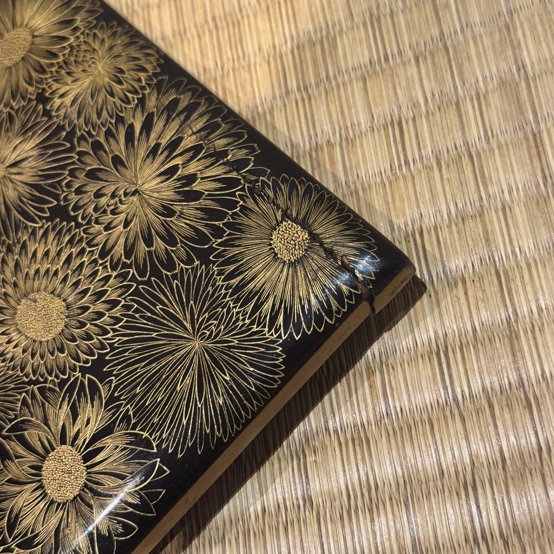 輪島塗 菊花総沈金彫 五段重箱 木製漆器