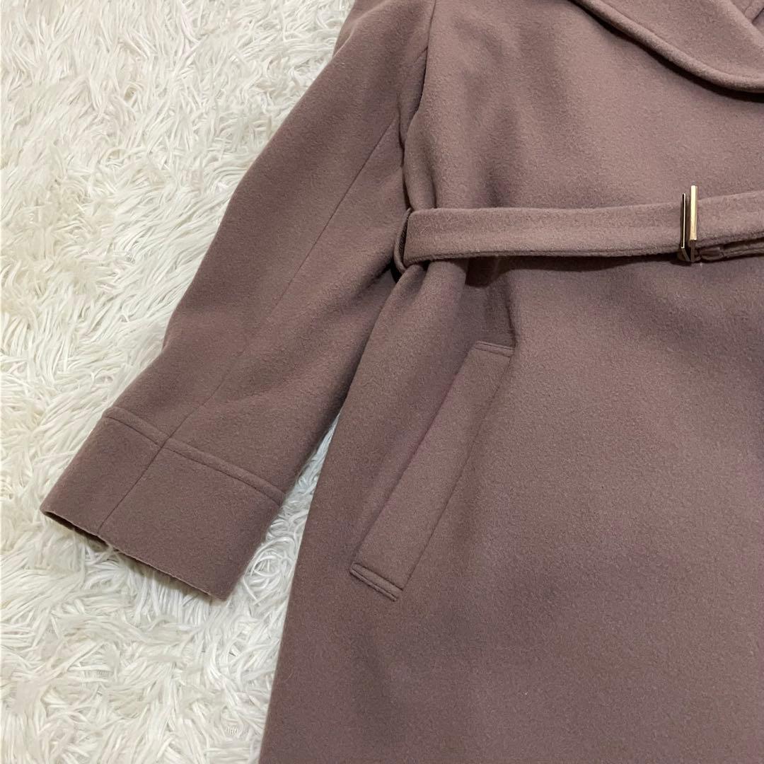 ジャスグリッティー ベルテッドロングコート ピンク アンゴラ ２