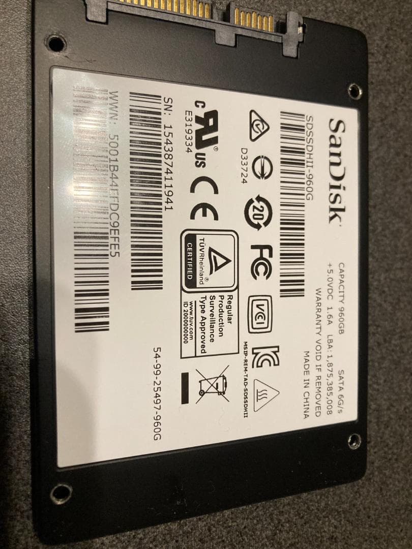 内蔵型SSD 960GB SSD (SanDisk Ultra II)