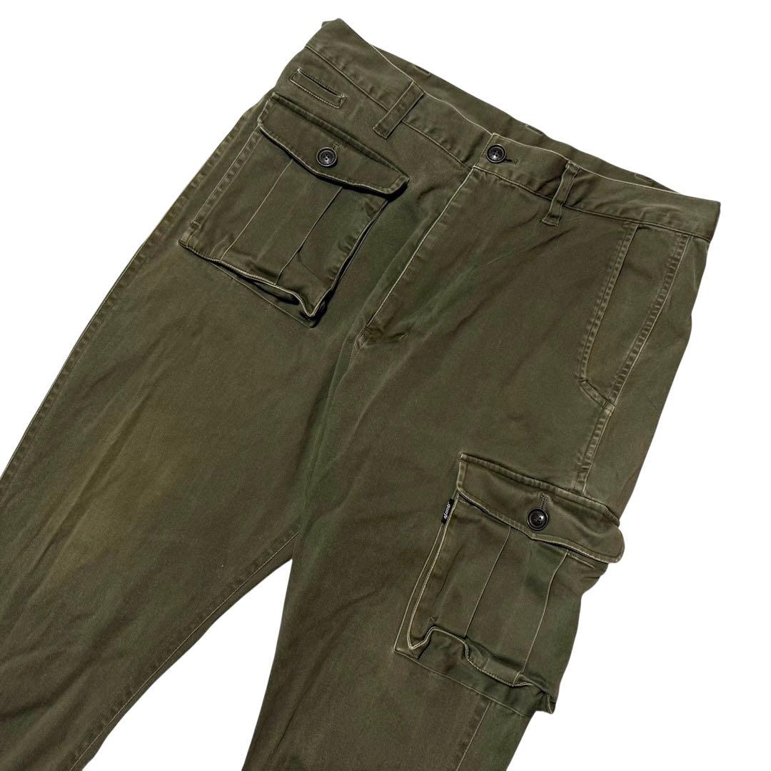 glamb 裾リブ ストレッチ サルエル ミリタリー カーゴ パンツ カーキ 3