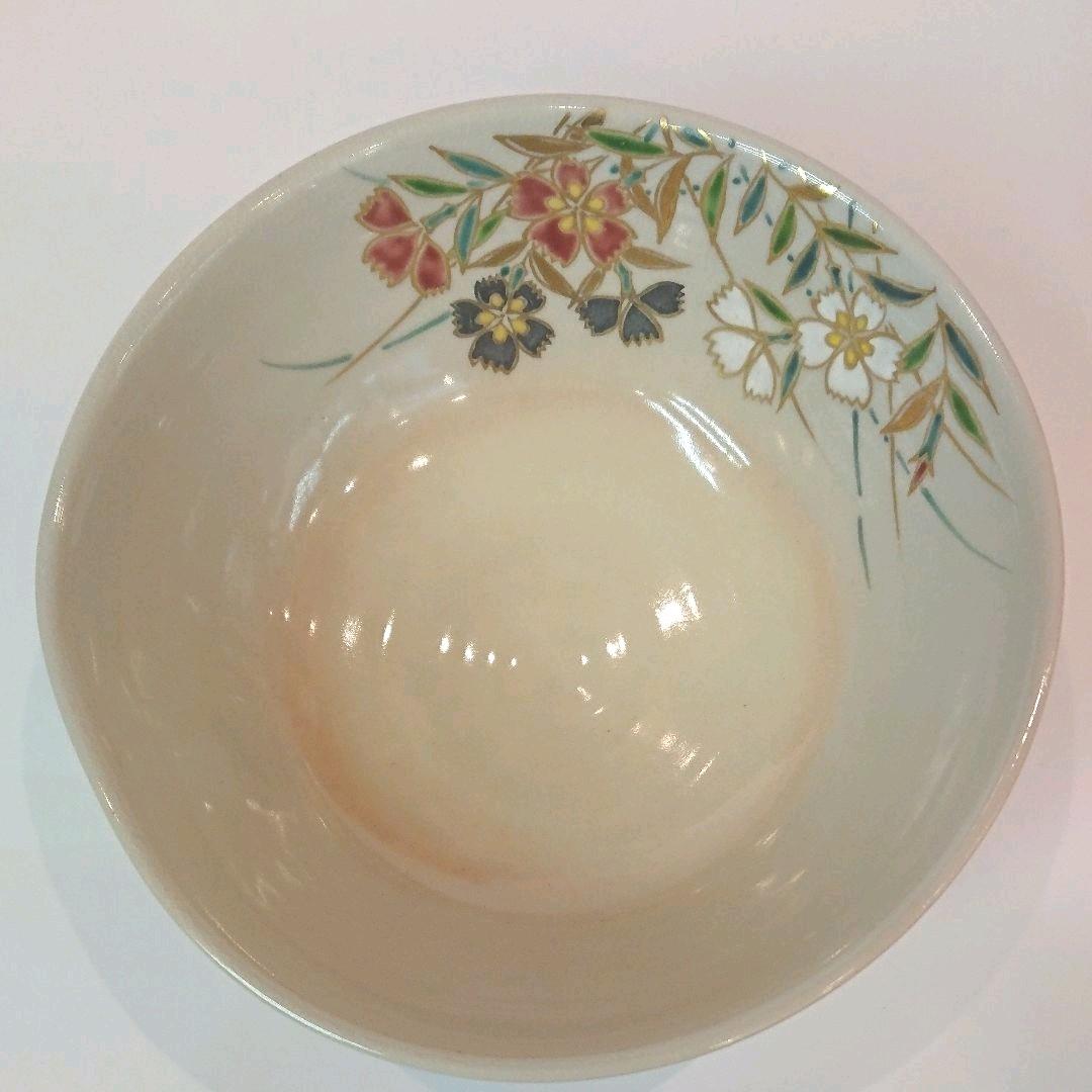 【茶道具】色絵 平茶碗 撫子 三宅陽春