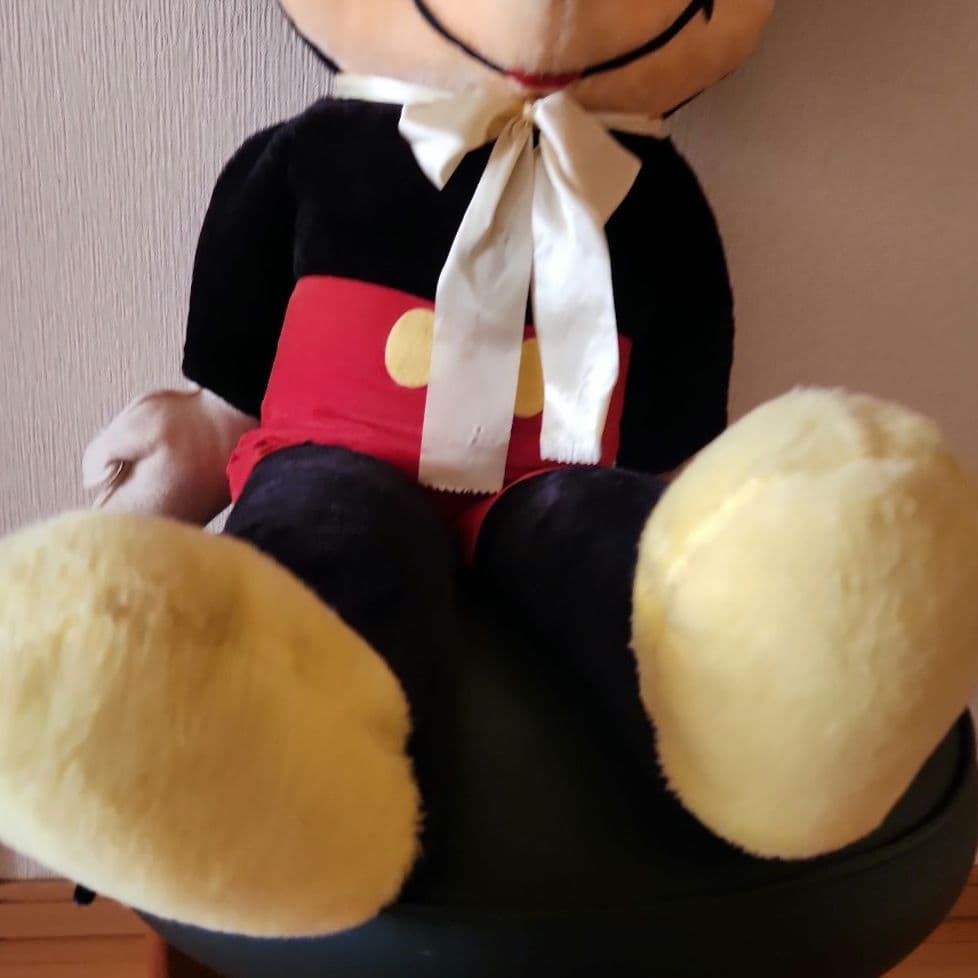 ヴィンテージミッキーマウスぬいぐるみ　特大サイズ　アメリカ製 手作りぬいぐるみ