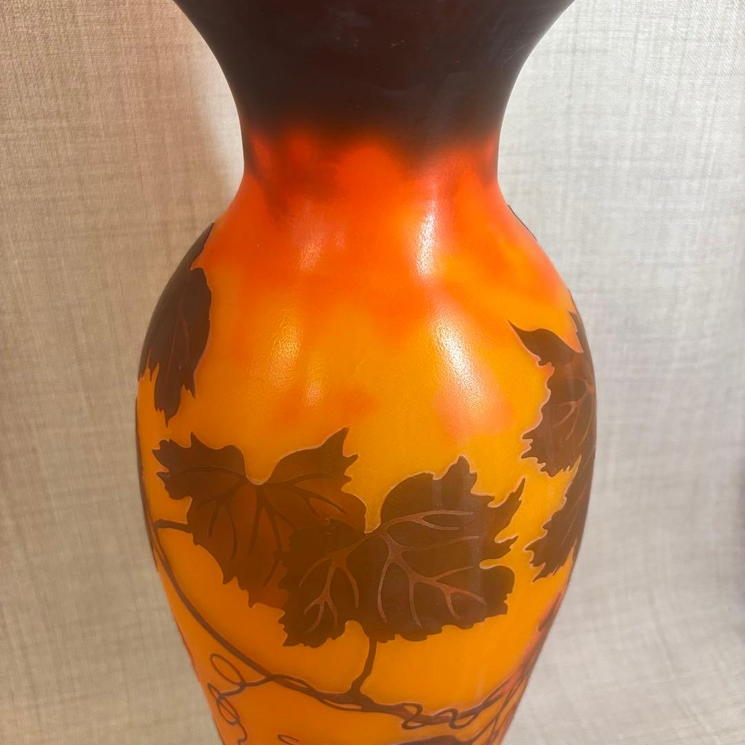 ガレ風 花瓶 ガラス細工 グレープ フラワーベース アンティーク 西洋 欧風