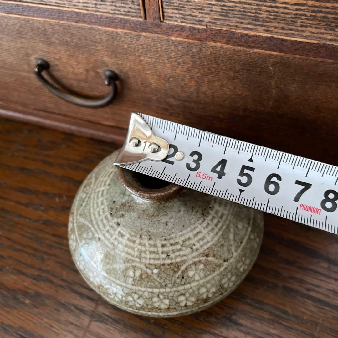 油壺　油壷　江戸後期 古瀬戸系 灰釉貫入 民藝 古道具 一輪挿し