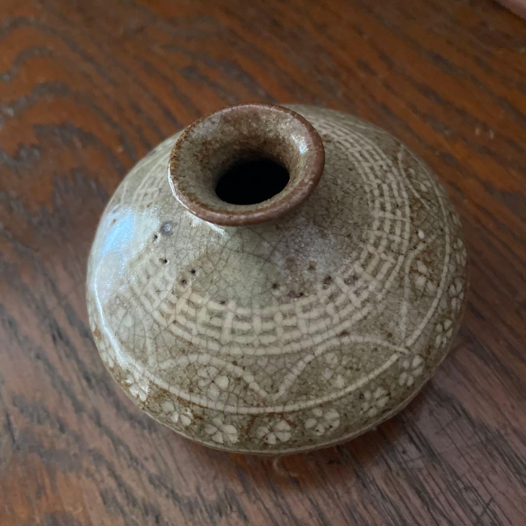 油壺　油壷　江戸後期 古瀬戸系 灰釉貫入 民藝 古道具 一輪挿し