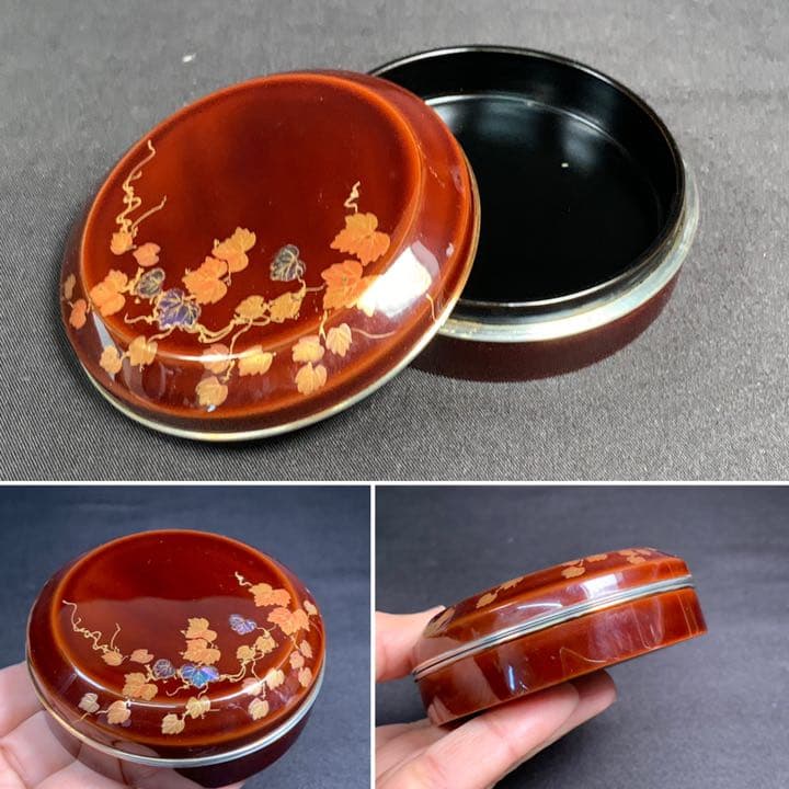 D38 送料無料　香合　金彩蒔絵　螺鈿　在銘　共箱　茶道具　茶室　工芸品　和骨董