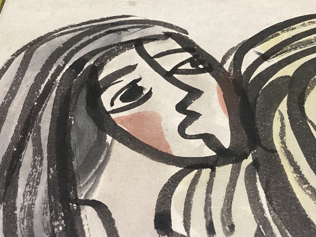 北川民次　裸婦像　水彩画　原画　直筆　和紙　直筆サイン落款有り　額入り　希少品