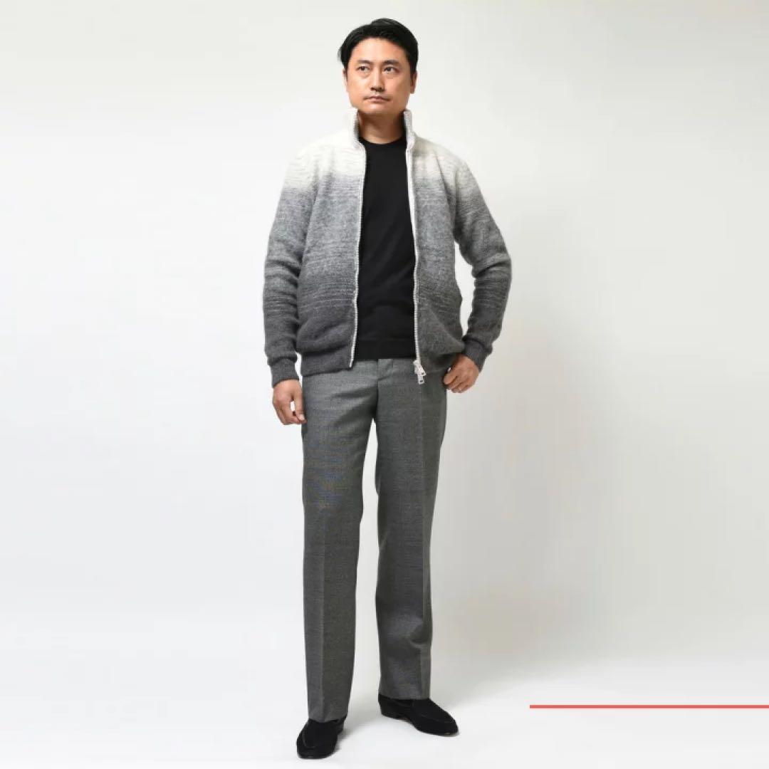 美品 ヘルノ Herno ナイロンアルパカグラデーション ニットブルゾン 48