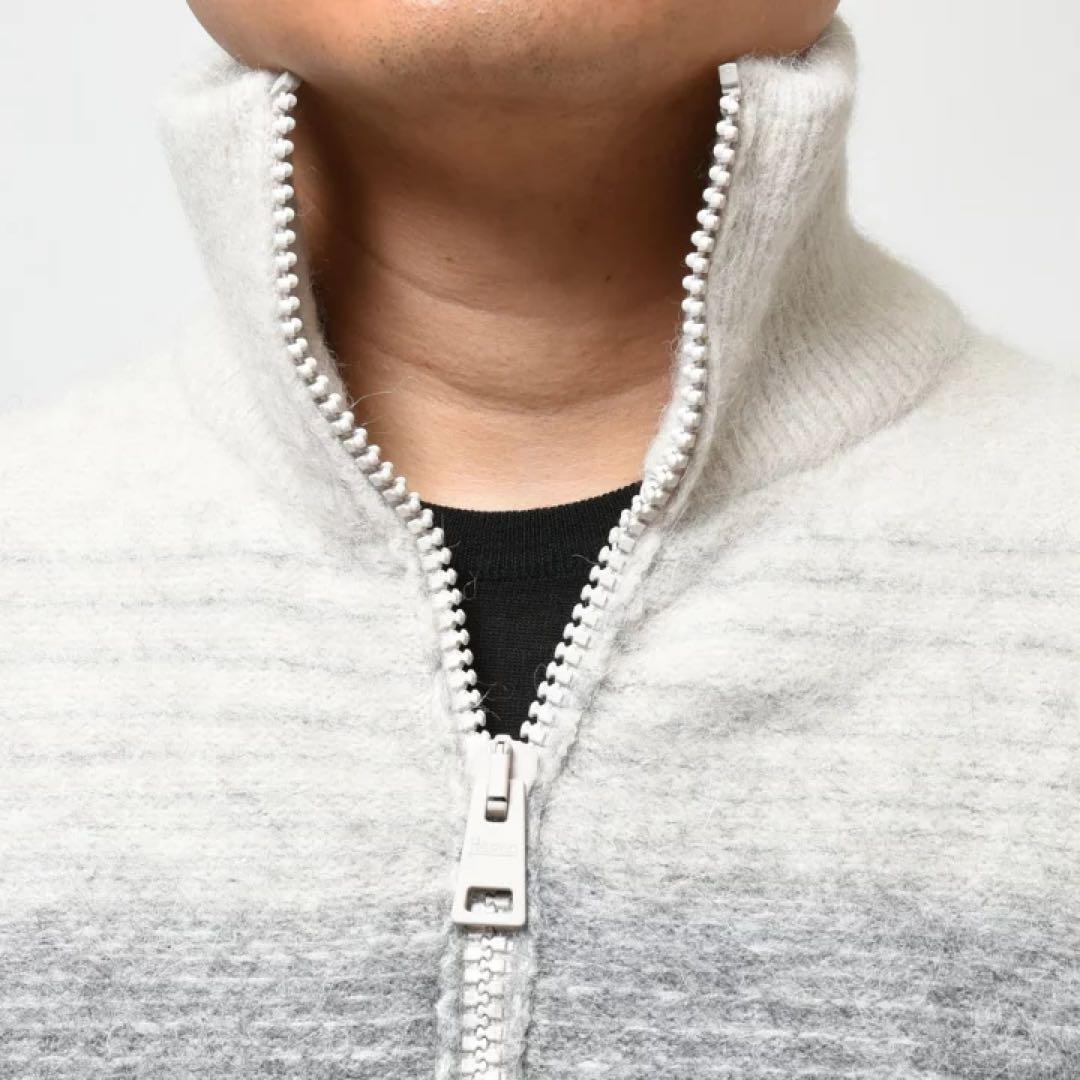 美品 ヘルノ Herno ナイロンアルパカグラデーション ニットブルゾン 48