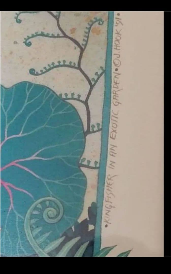 絵画J・HOOK KINGFISHER IN AN EXOTTC GARDEN