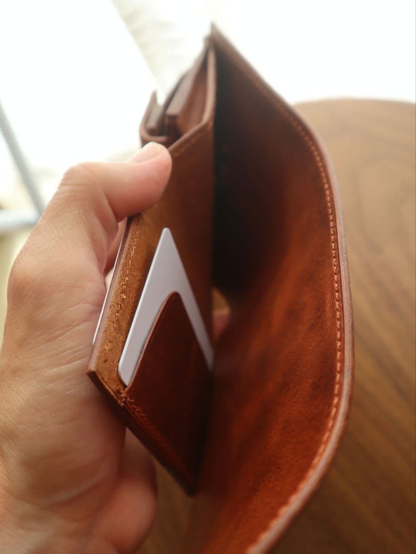 【イタリアンレザー】オコシ金具の三つ折り財布　フルハンドメイド